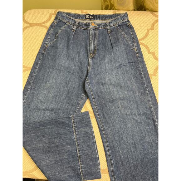 GAP denim high rise wide leg pleated front Trouser jeans, size 8/ 29 Long - Picture 11 of 11